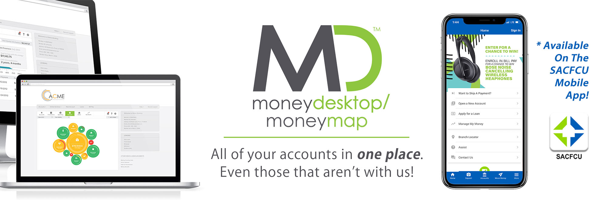 MoneyDesktop gives you access to all of your accounts in one place - even the ones that aren't with us
