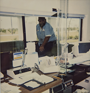 Gene Ullrich visits the SA Drive Thru - on his tractor