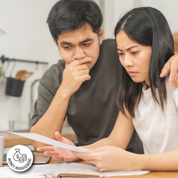 Couple concerned while reviewing finances