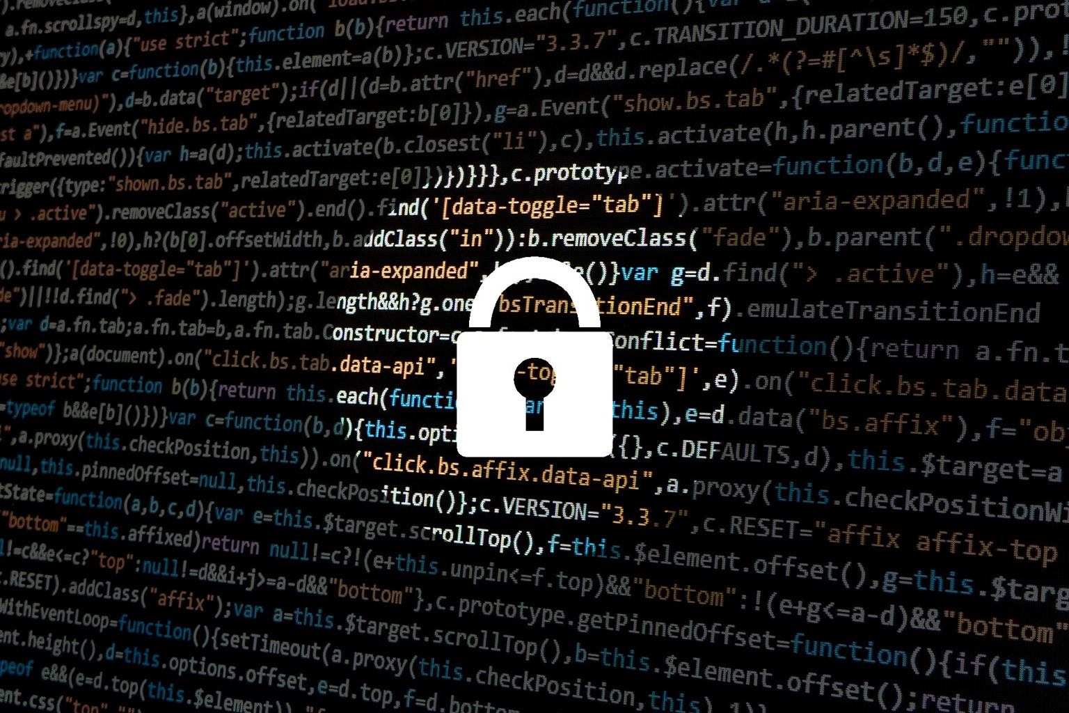 Lock icon over a picture of computer code